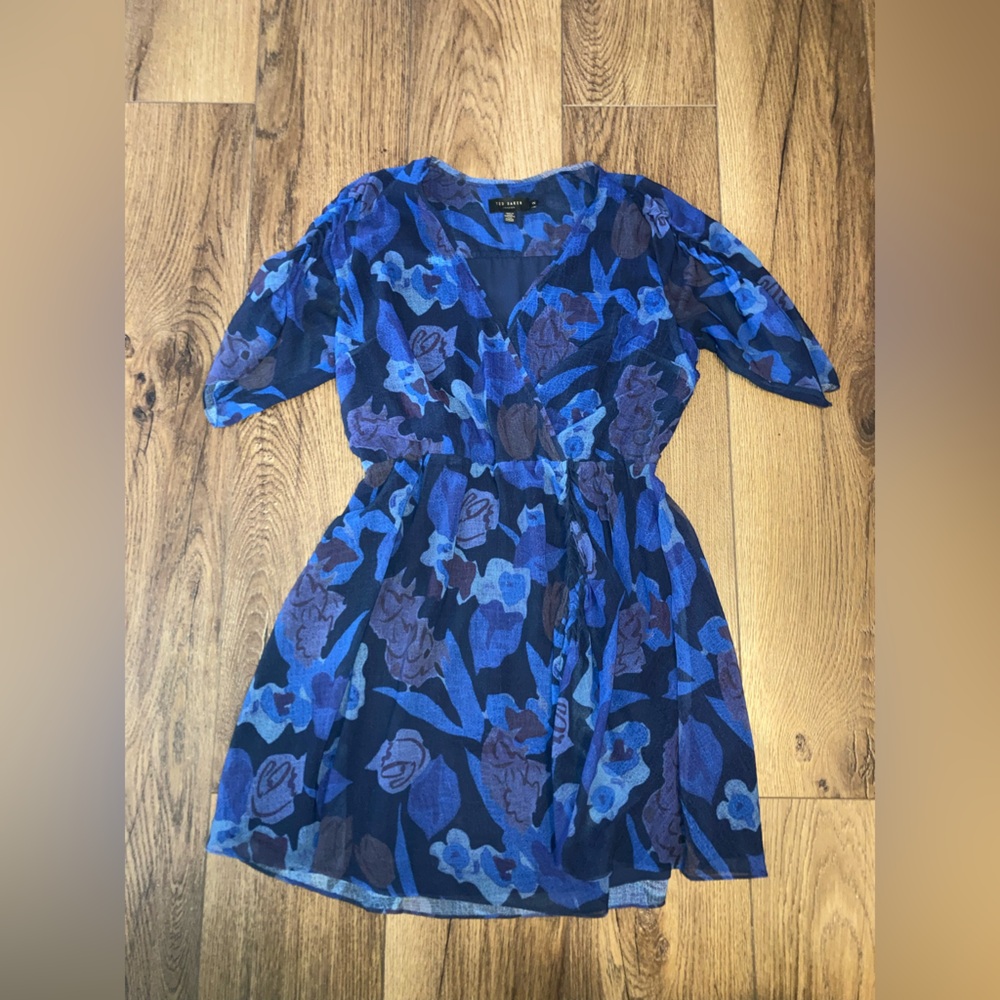 Ted Baker Blue Floral  Short Dress size 2